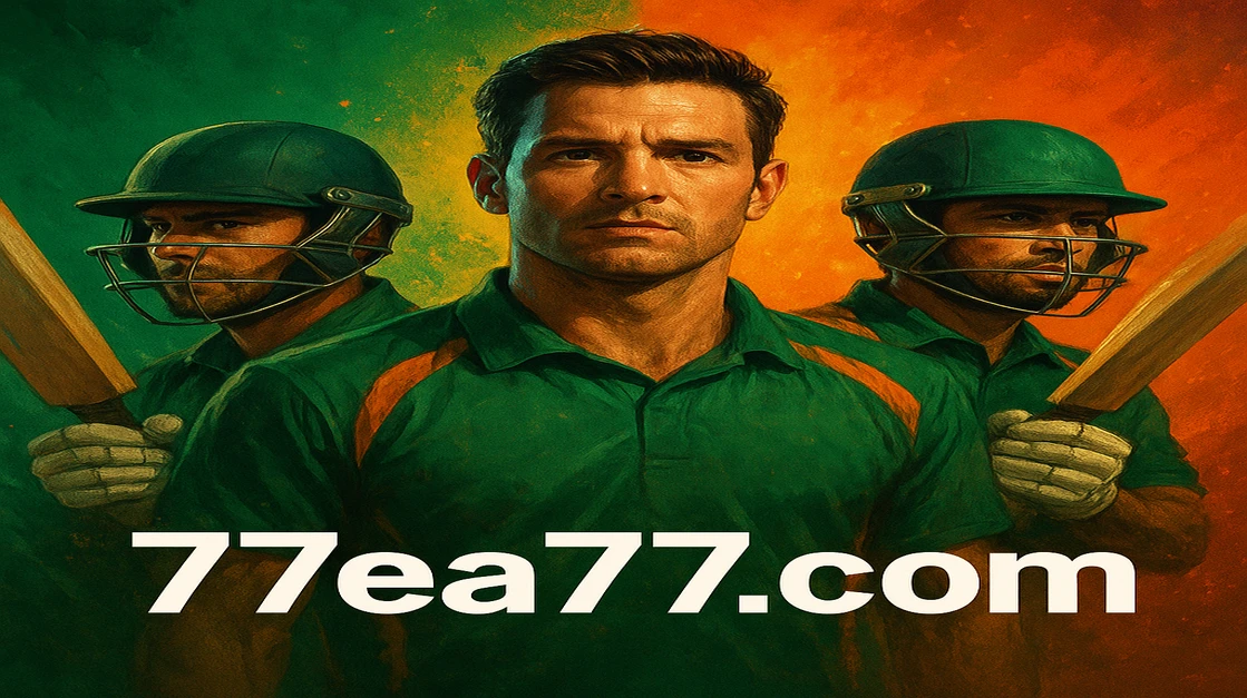 বাংলাদেশ ক্রিকেট দল মাঠে অংশ নিচ্ছে, স্ক্রিনে EA77 গেমিং তথ্য ও লাইভ ম্যাচ পরিসংখ্যান প্রদর্শিত হচ্ছে।