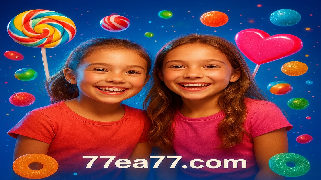 EA77 গেমিং প্ল্যাটফর্মে Sweet Bonanza-র জাদুকরী জগৎ আবিষ্কার করুন। দুটি হাসিখুশি মেয়ে পুরো মিষ্টি ও ক্যান্ডিতে গড়া একটি কল্পলোকের মাঝে চারদিকে ঘিরে আছে।